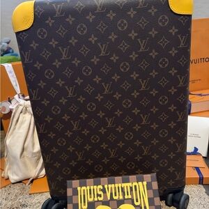 Louis Vuitton Brown Monogram Suitcase with Yellow Corners